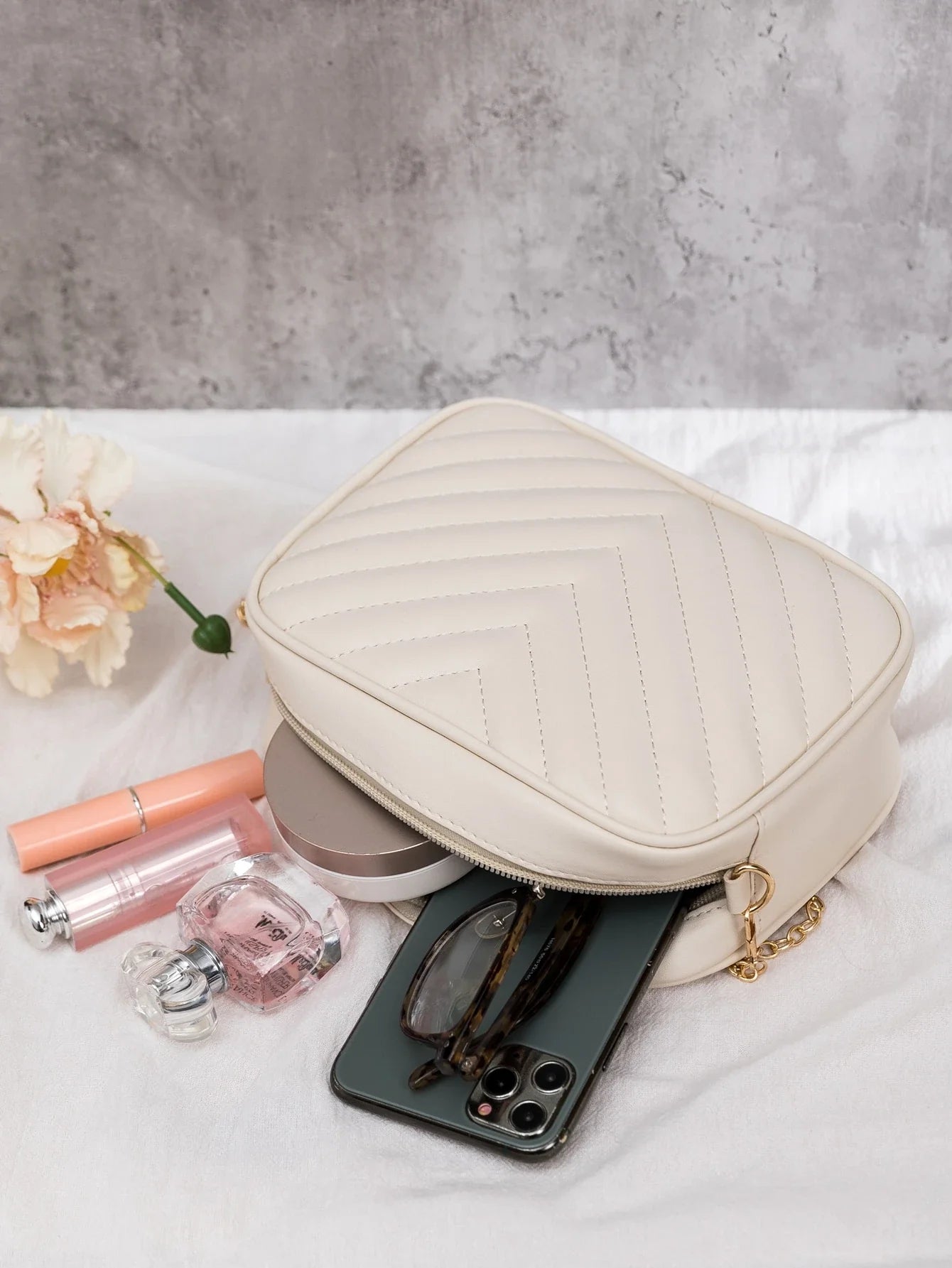 Mini Chevron Chain Crossbody Bag