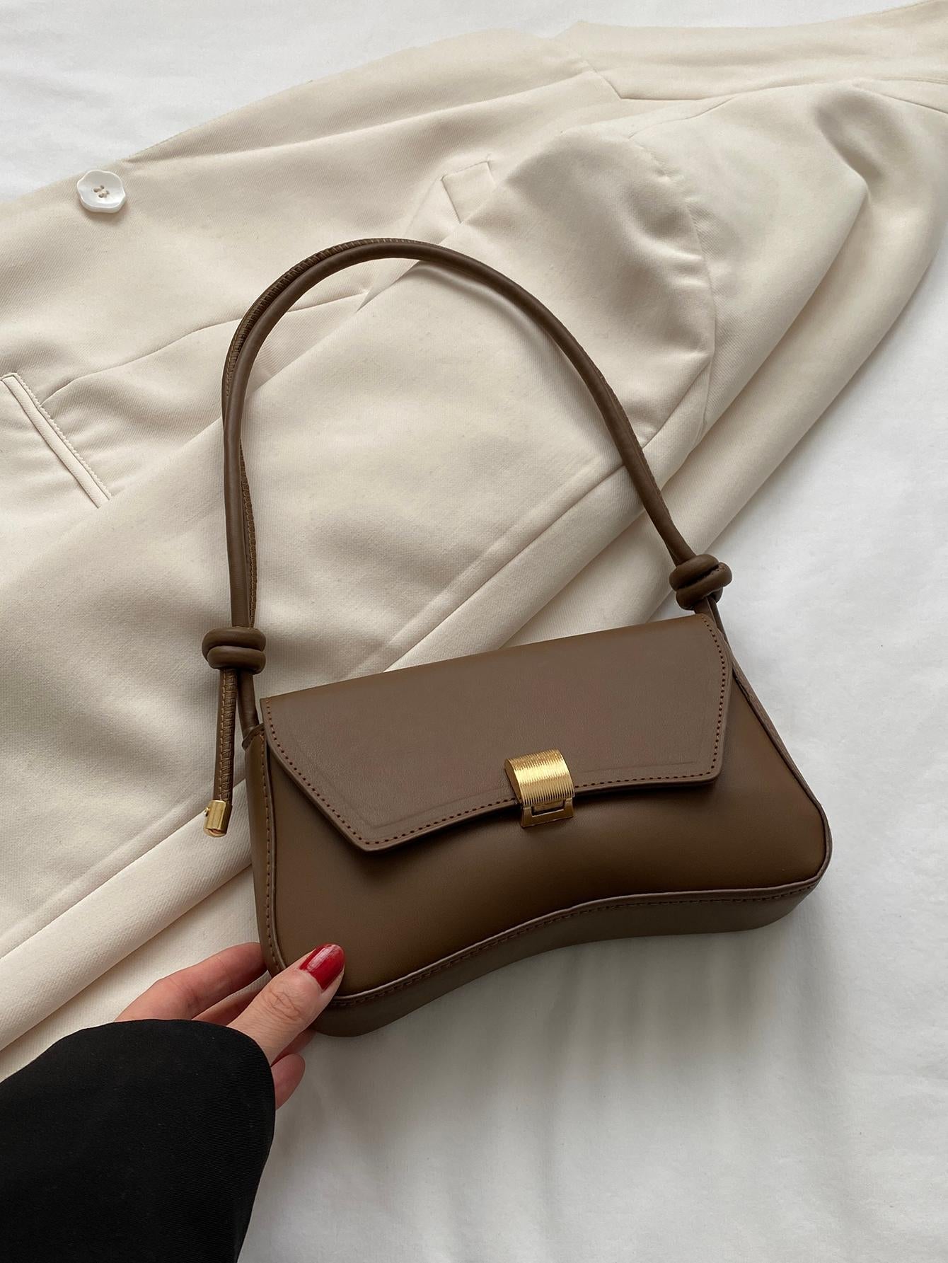 Retro Lightweight, Business Casual Chocolate Brown Flap Bag Vintage PU For Teen Girls Women College Students, Rookies & White-Collar Workers Perfect For Office, College