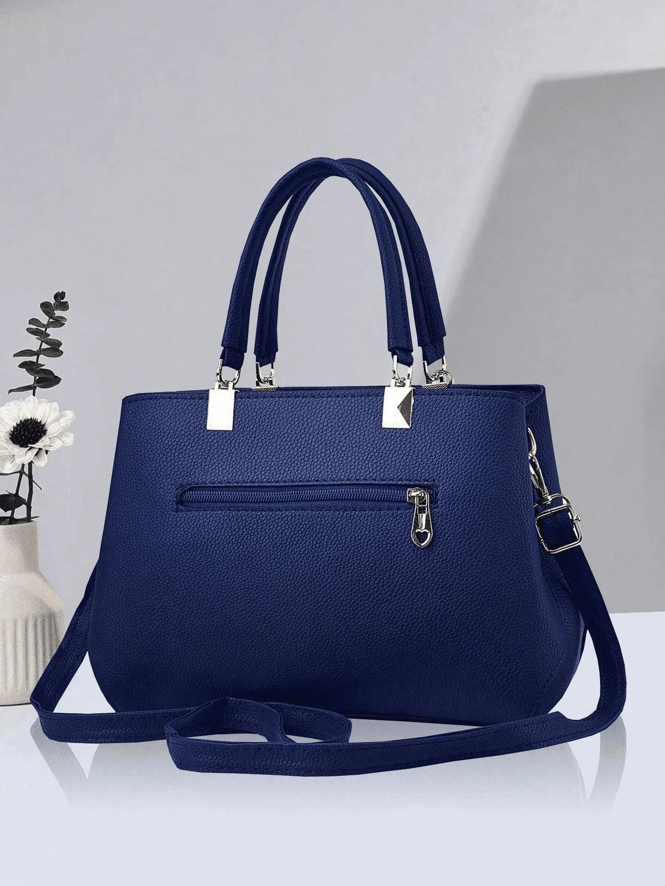 2pcs/1pc Women Solid Color Handbag & Wallet Set, With PU Leather & Bow Pendant, Zipper Closure, Great Mother's Day/Valentine's Day Gift, Elegant Women Tote Bag, Shoulder Bag, Cross-Body Bag, Large Capacity Purse