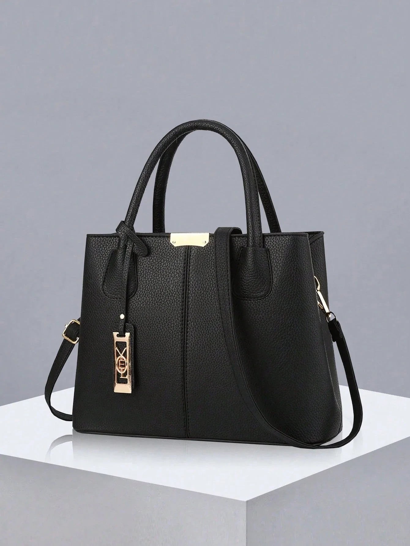 Minimalist Solid Color Women Handbag, Elegant Ladies Dual Handle Shoulder Tote Bag, Fashion Female Work Bag Crossbody Commuter Bag, Pendant Decor Classic Top Handle Shoulder Bag, Mother's Day Gift Suitable For Business Trip/Commute/Work/Office