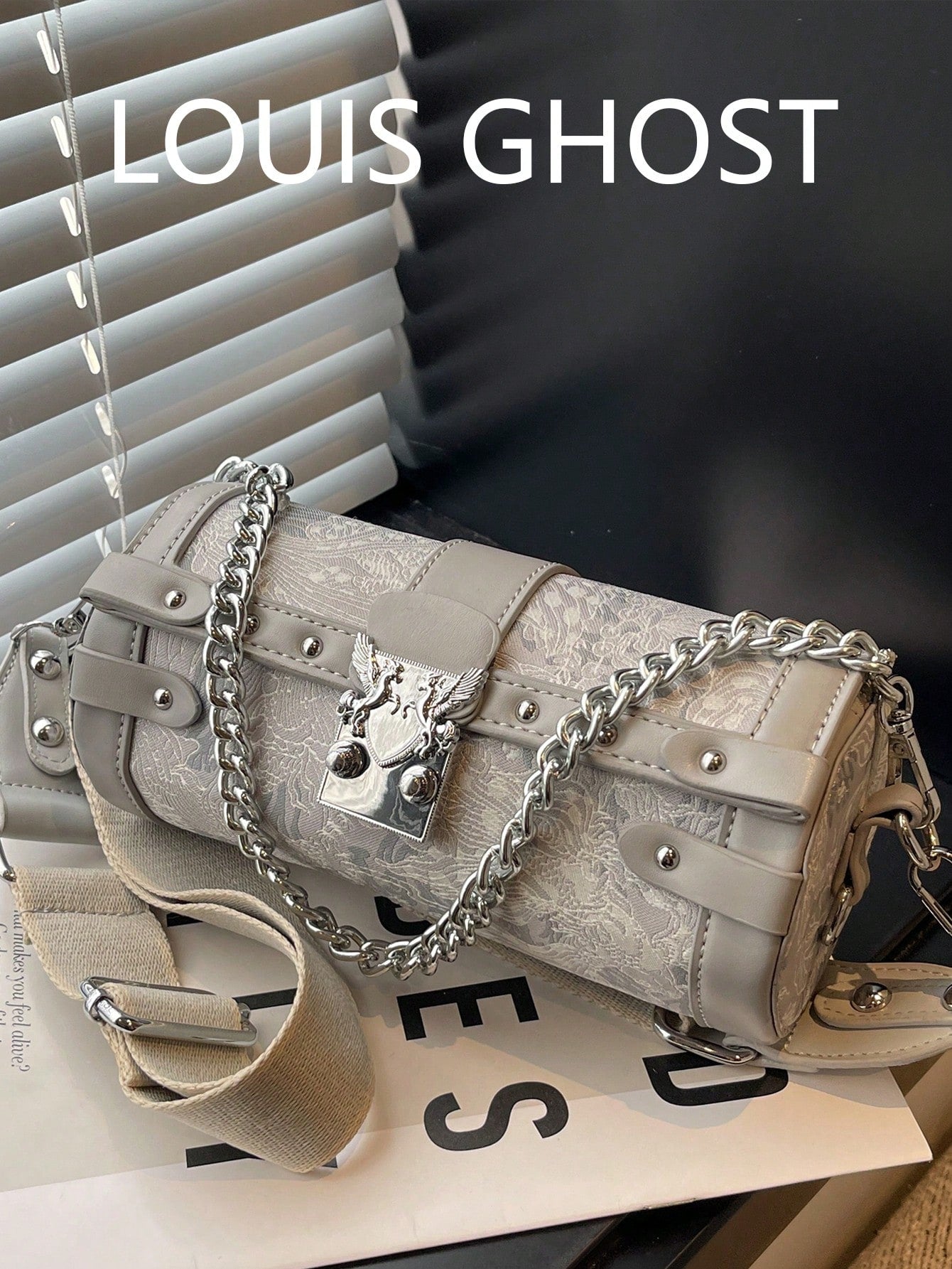 Fashionable Shoulder Hand-Held Small Square Bag Cylindrical Bag - 4