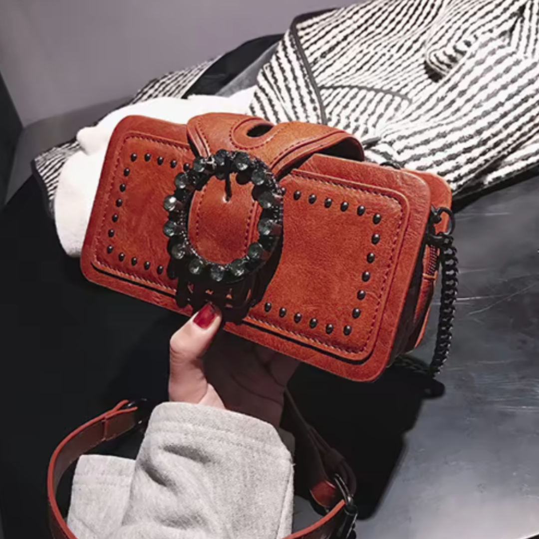 Elegance Luxe Leather Chain Decor Clutch